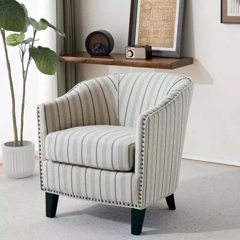GDFStudio Hawthorne Contemporary Upholstered Club Chair with Nailhead Trim