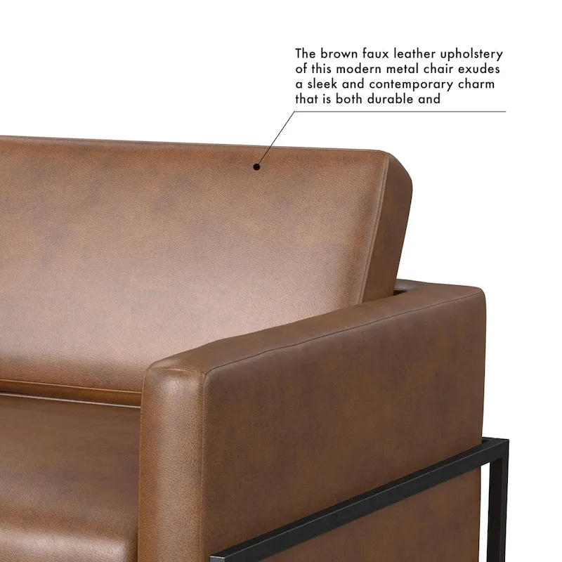 Modern Upholstered Club Chair, Camel/Grey/Blue/Brown, Metal Frame, Single