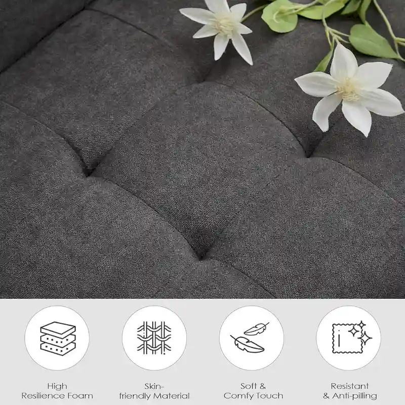 62 Inch Linen Upholstered Modern Loveseat Sofa