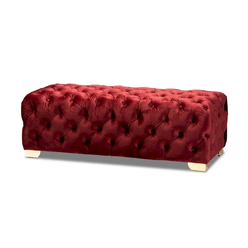 Gracewood Hollow Solanki Velvet Fabric Ottoman Bench