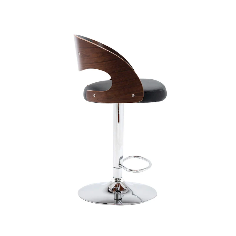 Black / White Height Adjustable Bar Stool — PU Leather, Chrome Base, Seats 1