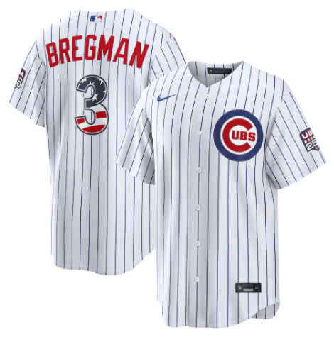 Chicago Cubs Alex Bregman White USA 250 Fourth of July Home Stadium Jersey