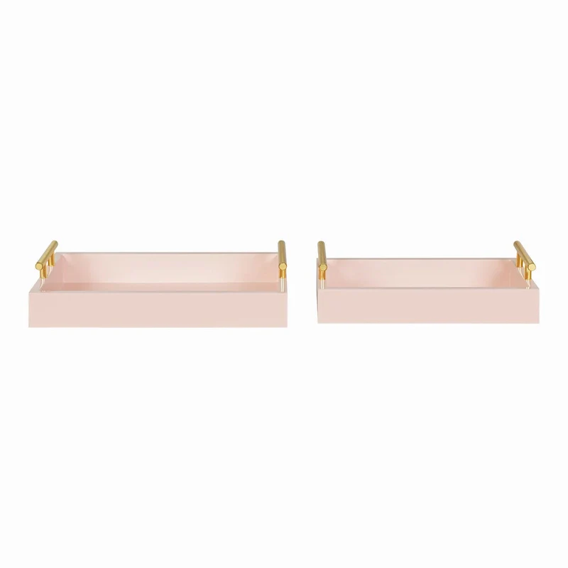 Kate and Laurel Lipton Rectangle Wood Tray Set - 2 Piece