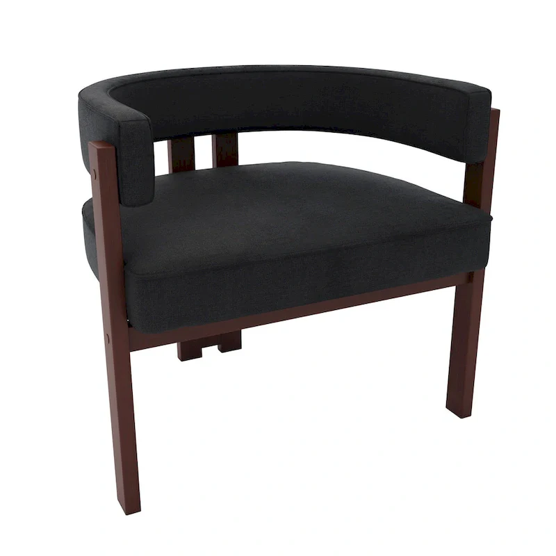 Modern Upholstered Accent Chair with Open Back, Barrel Style
