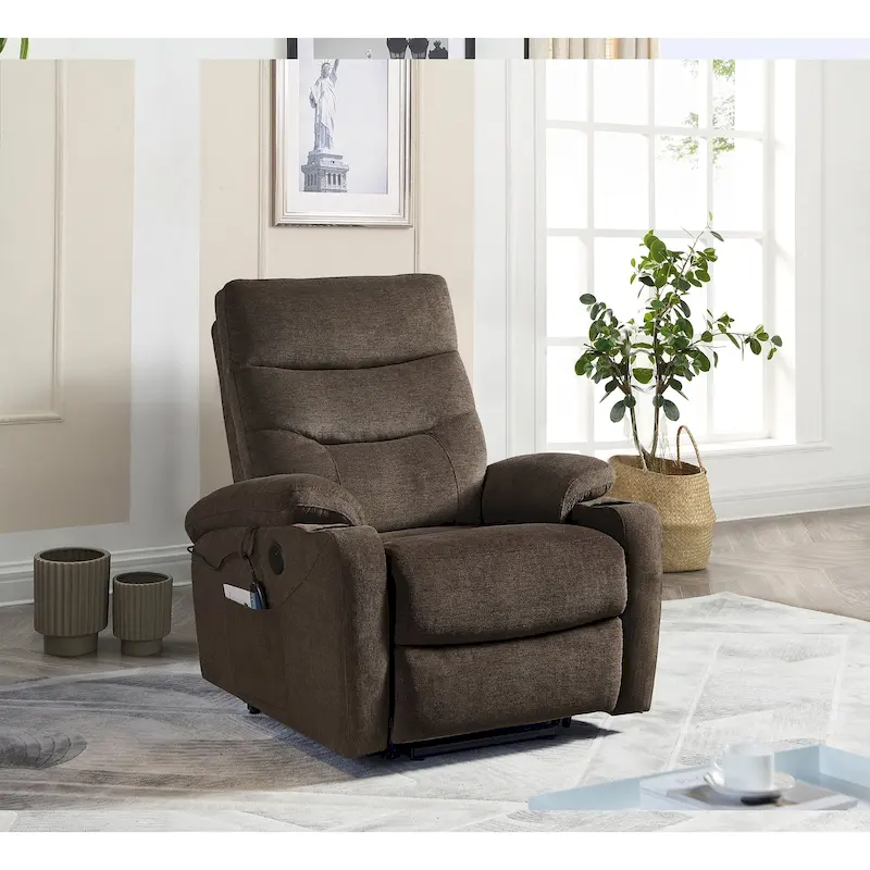 Electric Power Lift Recliner with Massage, Heat, and Convenient Features