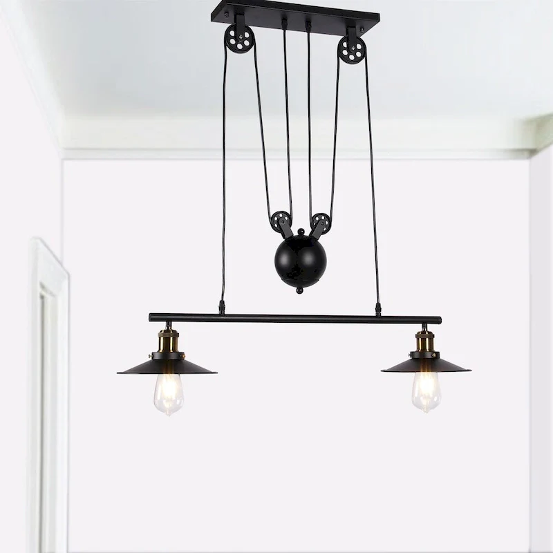 Darleen 2-light Black 28-inch Pendant Lamp includes Edison Bulbs