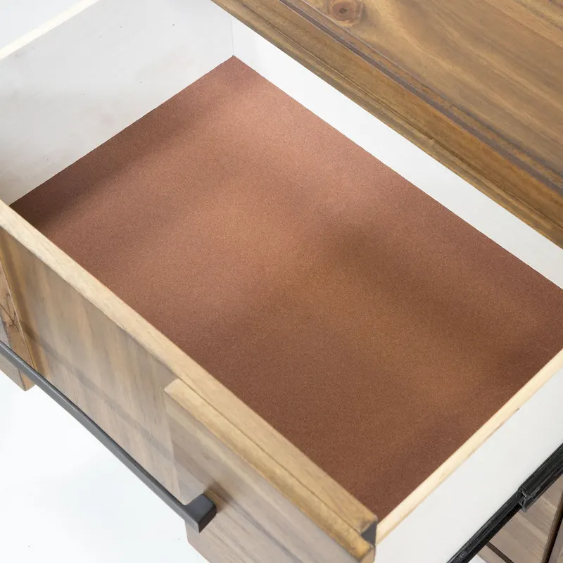 Solid Wood 2-Drawer Nightstand - Light Oak/Espresso/Grey