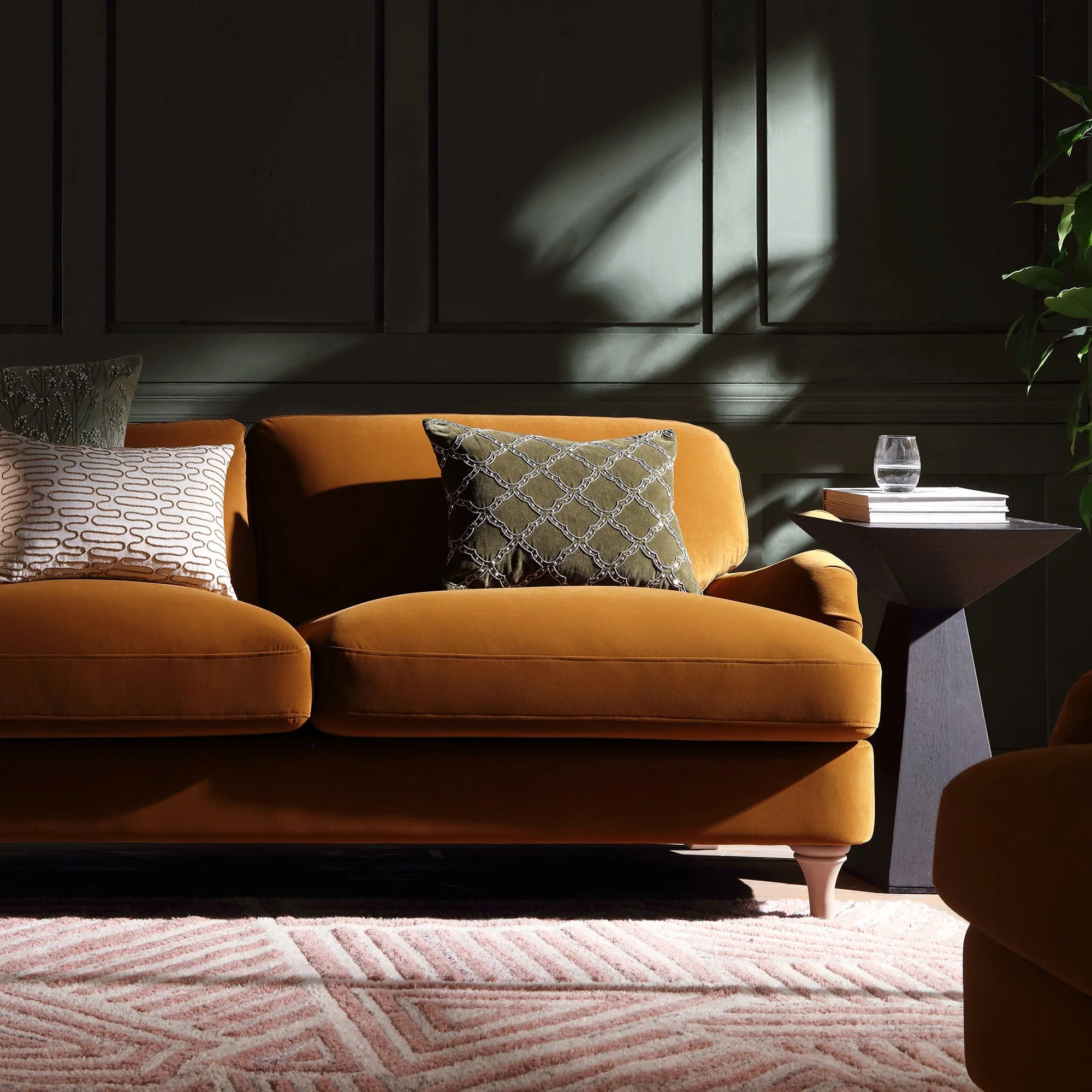 Cinnamon Velvet Sofa, 3-Seater