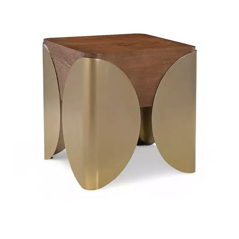 Meridian Furniture Cazari Brown Oak Wood And Iron End Table