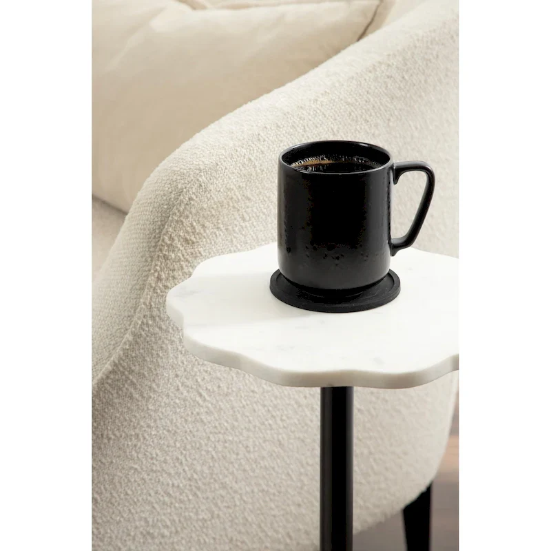 Kate and Laurel Sanzo Scalloped Marble and Metal Drink Table