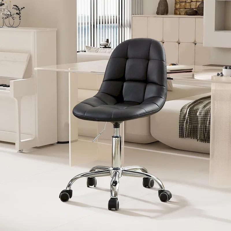 Javlergo Armless Home Office Chair, Height Adjustable Computer Desk Chair with Wheels