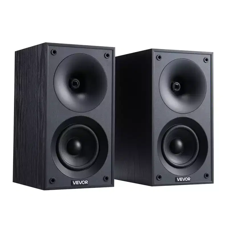 VEVOR Passive Bookshelf Speaker, 300W, Book Shelf Stereo Speakers with 4-Inch Woofer and 1-Inch Tweeter, Detachable Grille, 70Hz-20KHz, Black (1Pair)