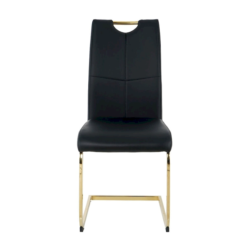 Modern Faux Leather Padded Seat Dining Chairs with gold Metal Legs,Set of 2