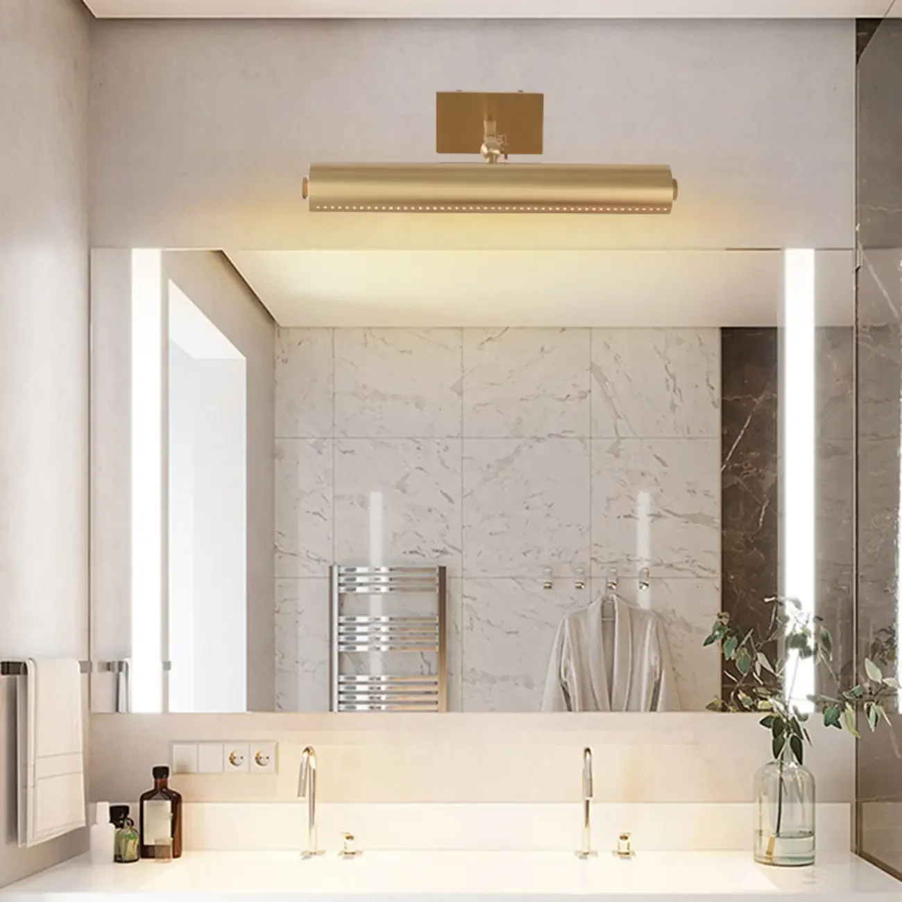 2-light Modern Straight LED Vanity Light with Copper Shade