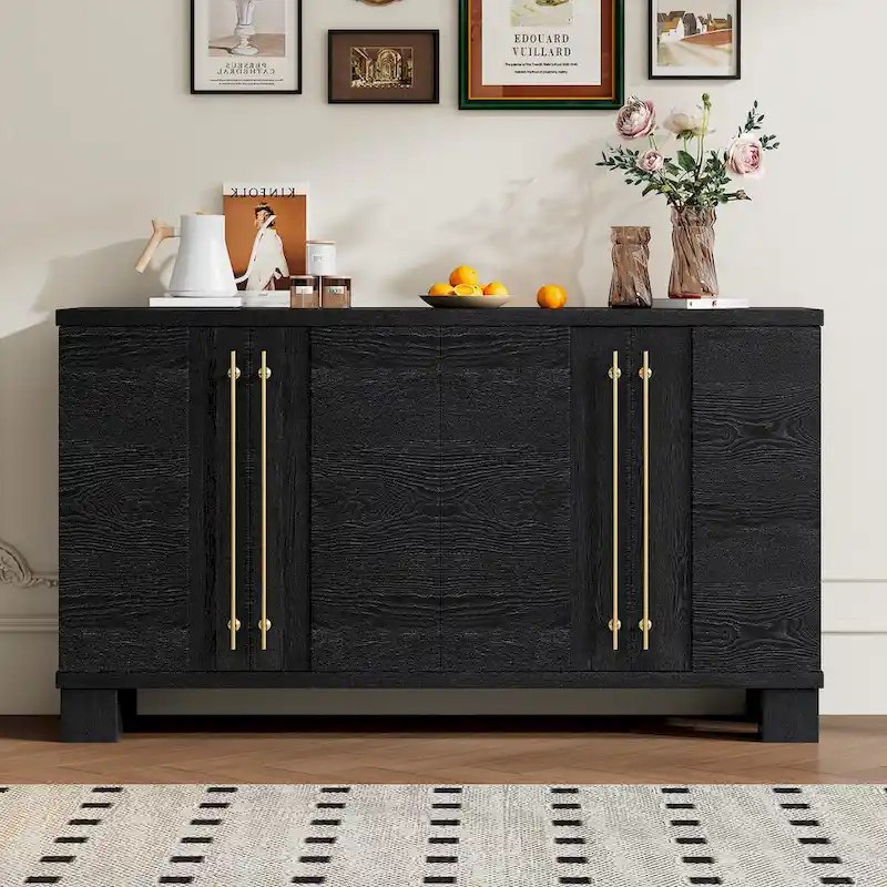 Wood Traditional Style Sideboard with Adjustable Shelves