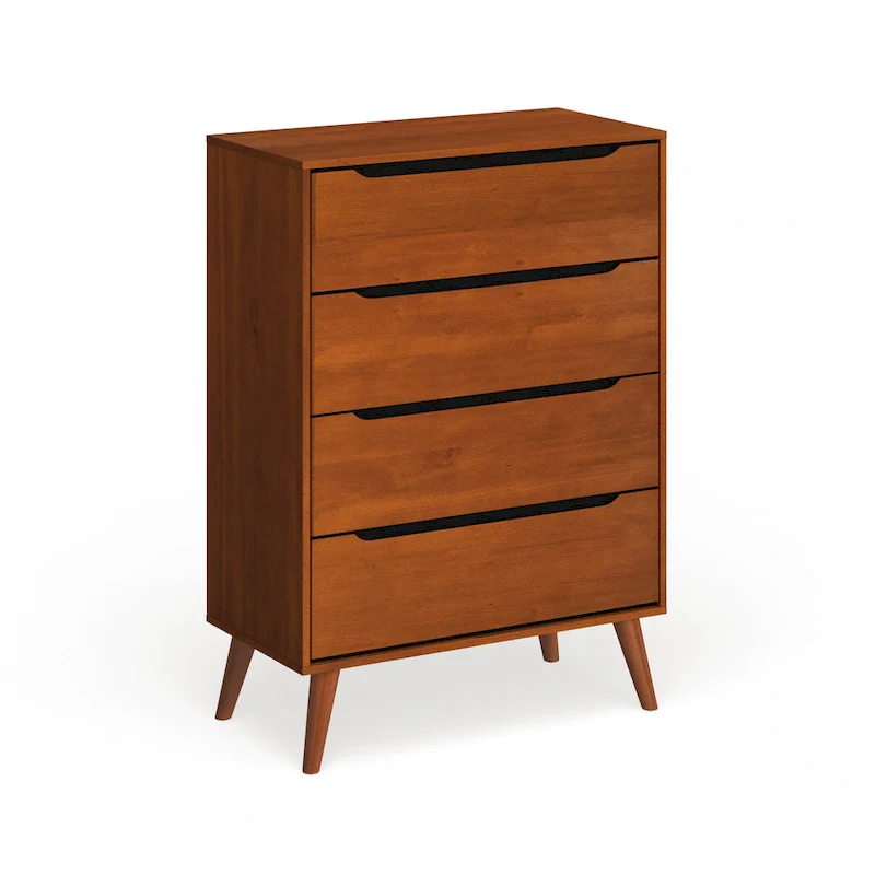4-Drawer Mid-Century Modern Chest – Grey / Oak / Black / White