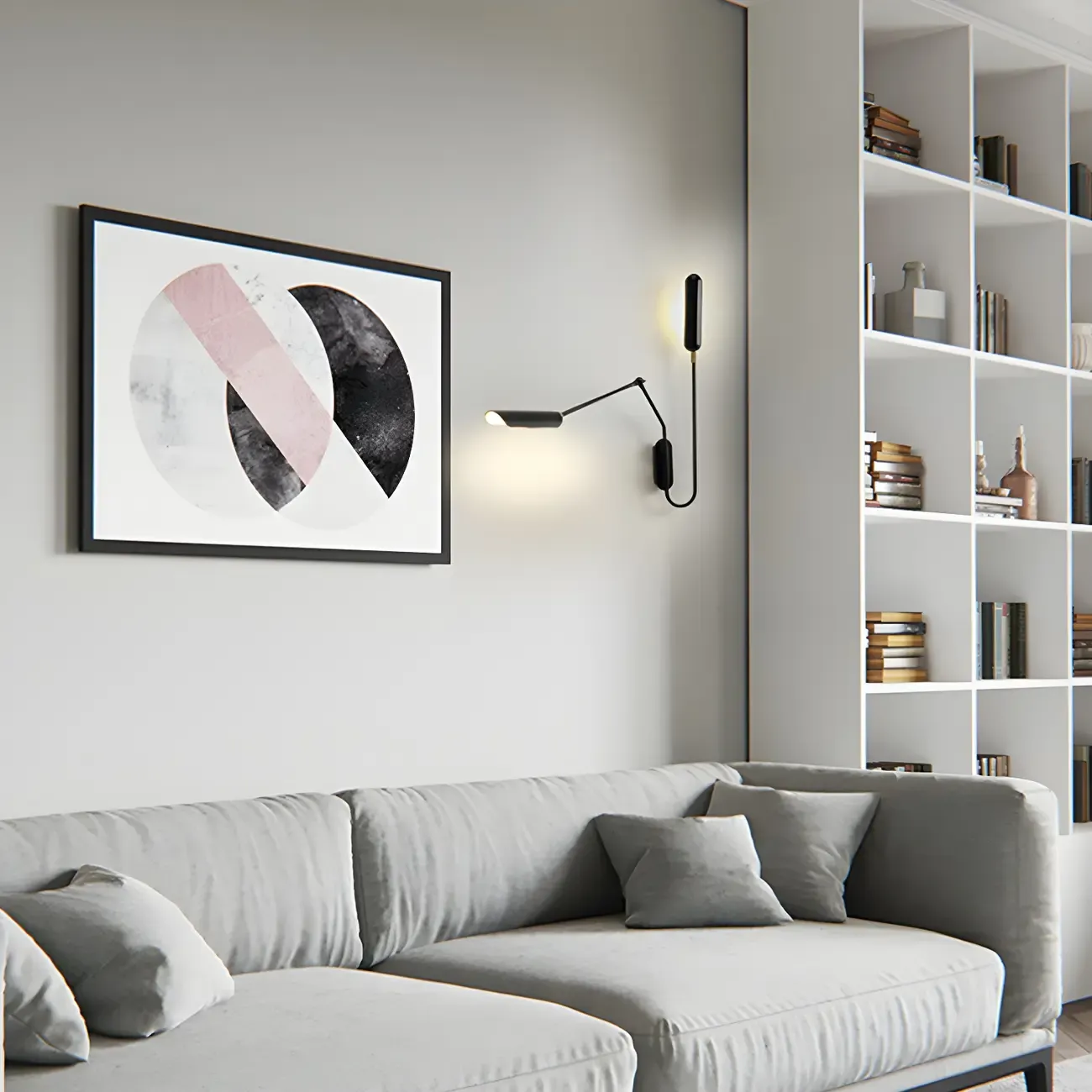 Modern Black Metal 2-Light Swing Arm Wall Light