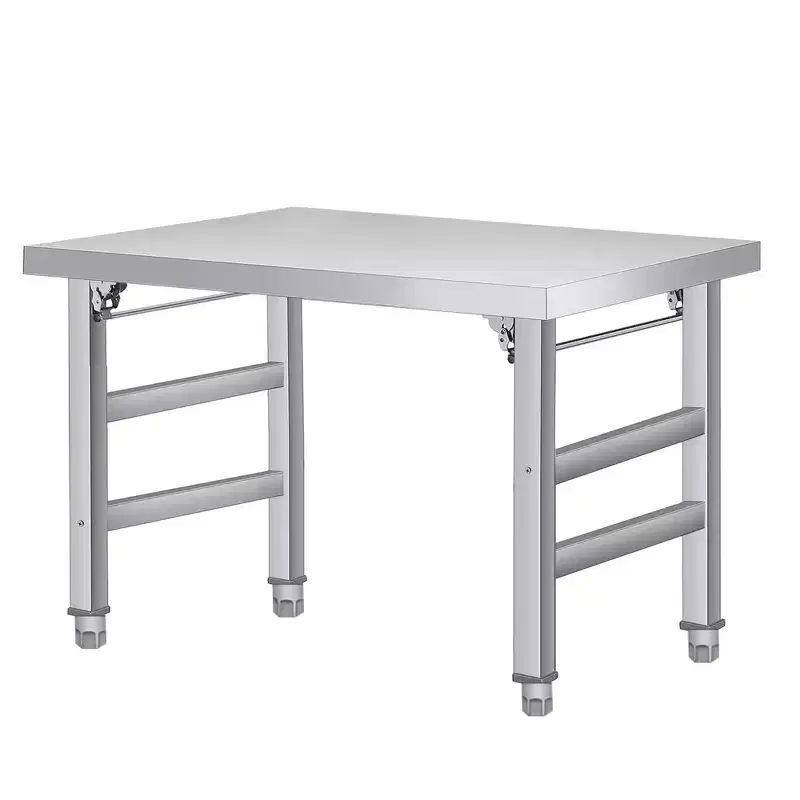 60 x 24 Stainless Steel Folding Table - 520 LBS Commercial Foldable Prep Table, Open Base Worktable with Adjustable Undershelf and Feet