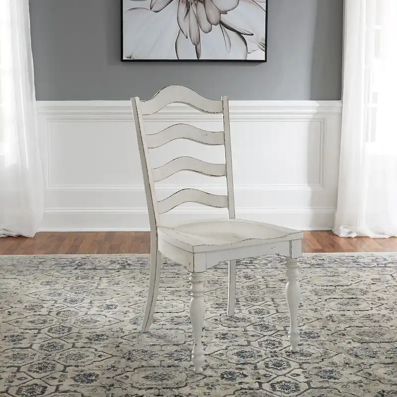 Magnolia Manor Antique White Ladder Back Side Chair (Set of 2)
