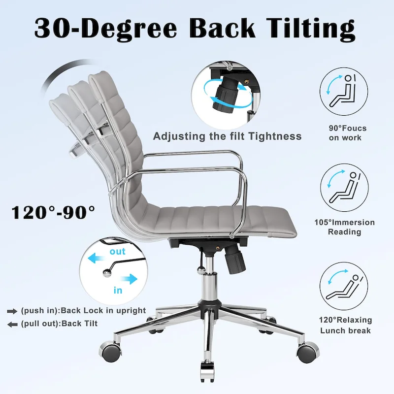 Black Ribbed Swivel Office Chair with Tilt Function