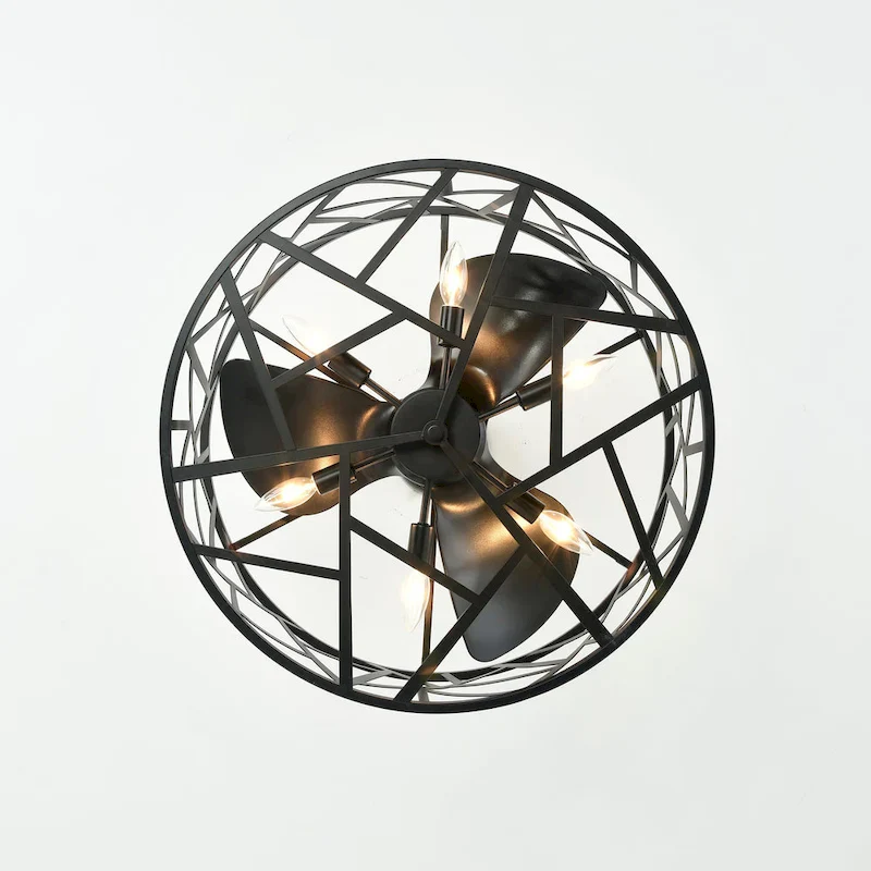 Leyton 24-inch Matte Black 6 Lights 3 Blades Lighted Ceiling Fan with Remote