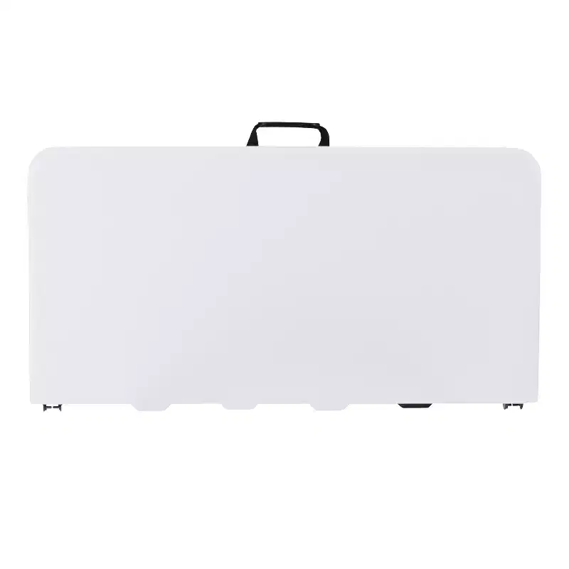 Emma and Oliver 2.79-Foot Square Bi-Fold Granite White Plastic Folding Table w/ Carrying Handle