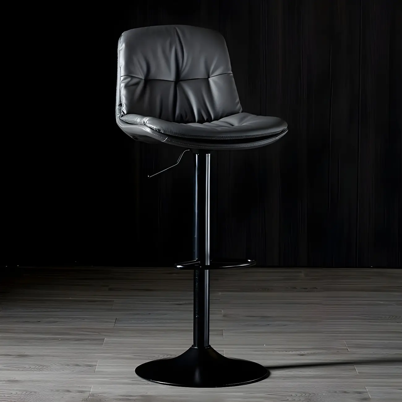 Adjustable Leather Low Back Swivel Bar Stool