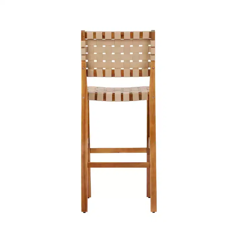 Christopher Knight Home Elara Farmhouse Patio Acacia Wood Woven Rope Bar Stools (Set of 2)