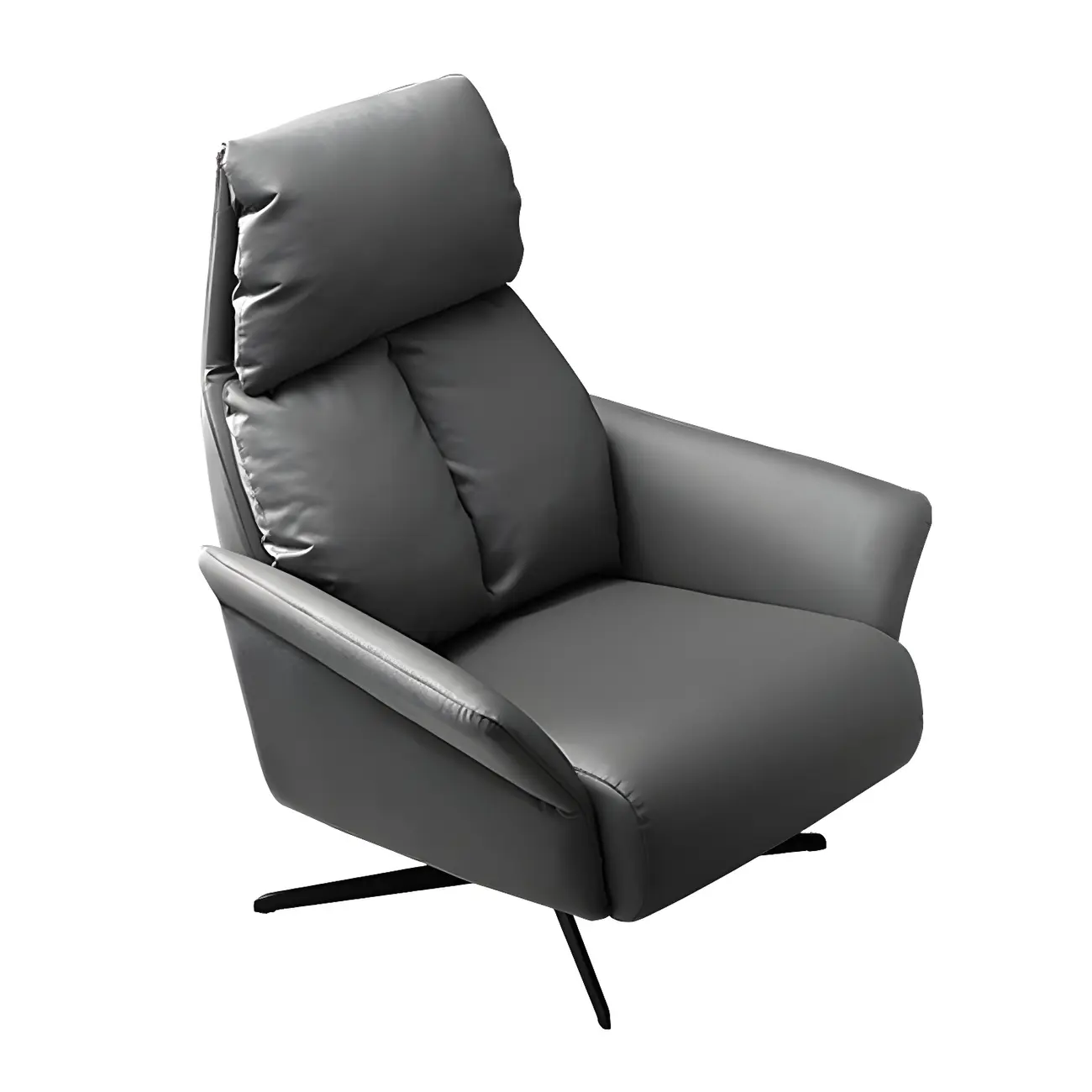Modern Leather Swivel Chair Red with Arms Black Legs