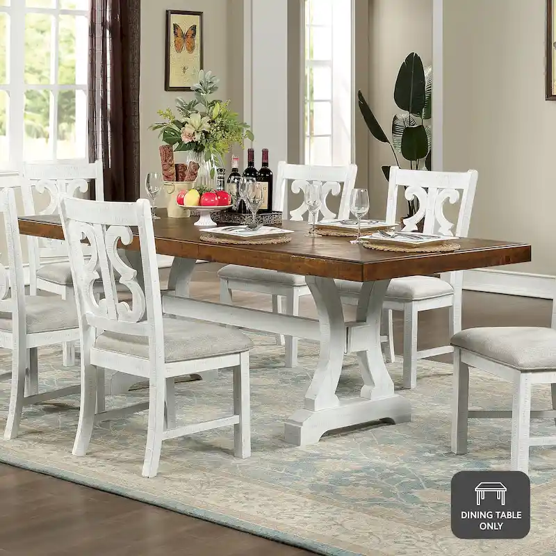 Furniture of America Sylmer White 86-inch Wood Expandable Dining Table