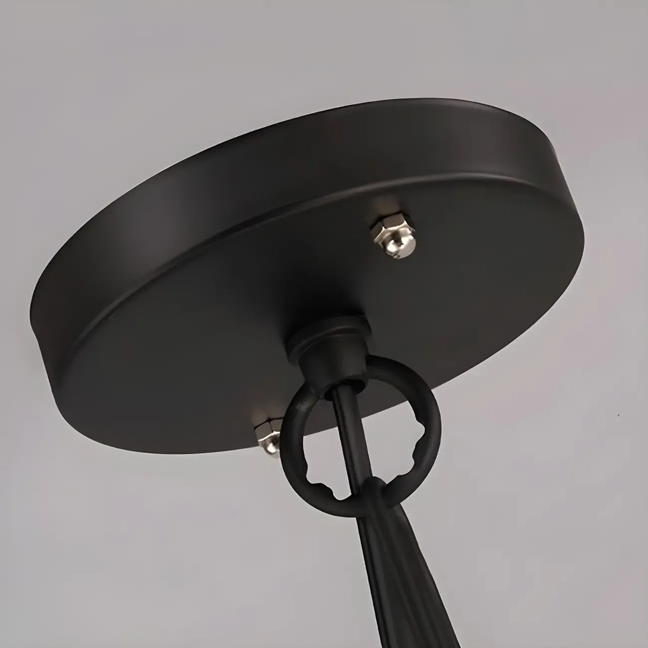 Industrial Black Metal Globe Caged Candelabra Chandelier