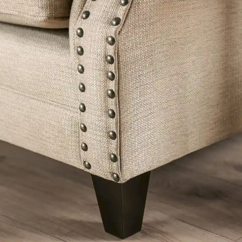Furniture of America Qyn Traditional Beige Solid Wood Padded Loveseat