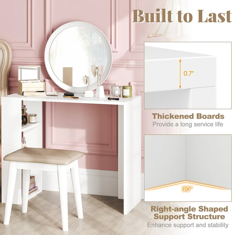 Gymax 36  Compact Writing Desk w/ 3 Open Shelves Freestanding