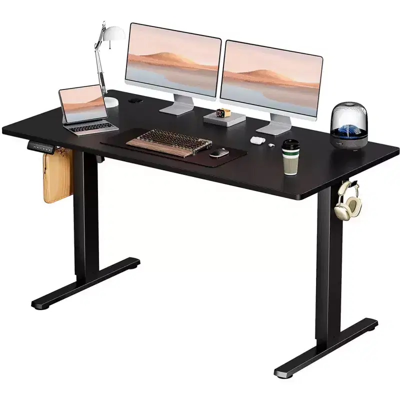 Ergonomic Height Adjustable Table with T-Shaped Metal Bracket Modern Computer Workstations