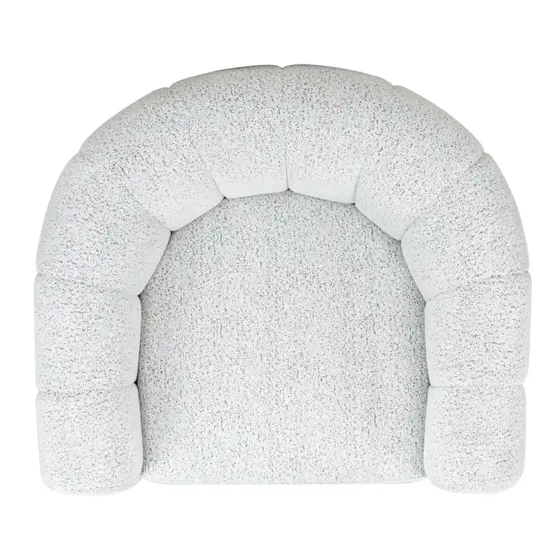 Boucle Swivel Accent Chair – White & Black, 38