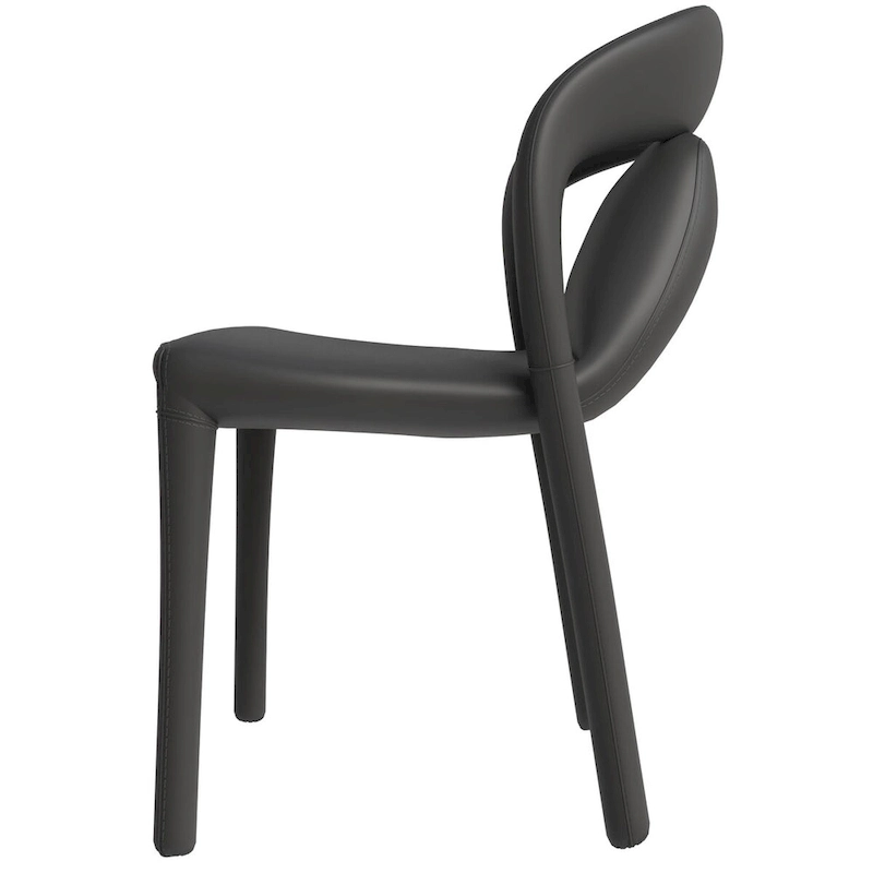 Solace Modern Dining Chair in Upholstered Leather with Steel Frame & Legs by LeisureMod
