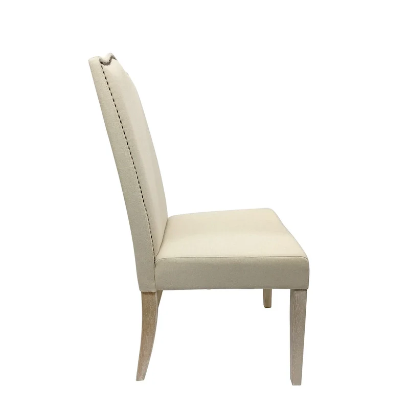 Romero Parson Chair - Natural Driftwood - Linen Upholstery