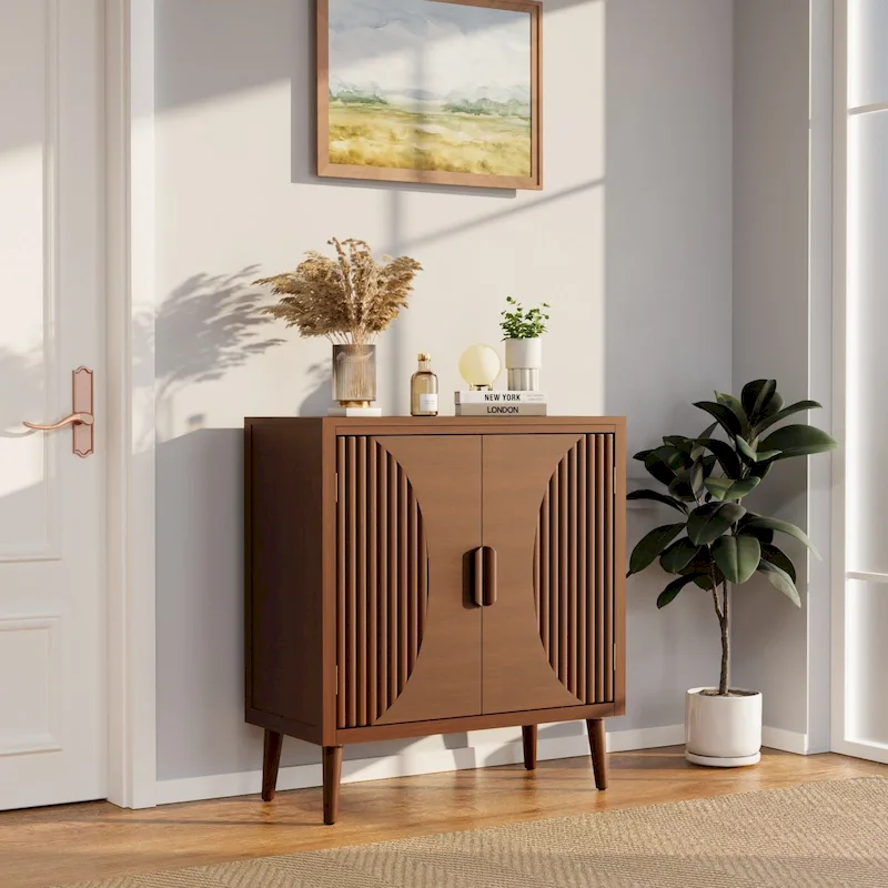 Brown Storage Cabinet with Tapered Legs - Sideboard