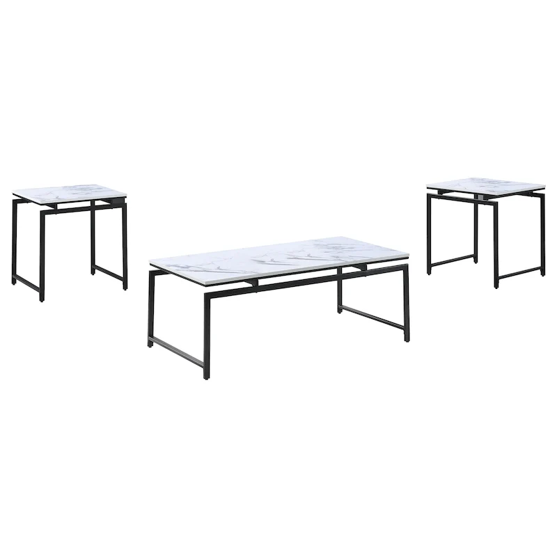 Clark 3-piece Faux Marble Top Coffee Table Set White Faux Marble