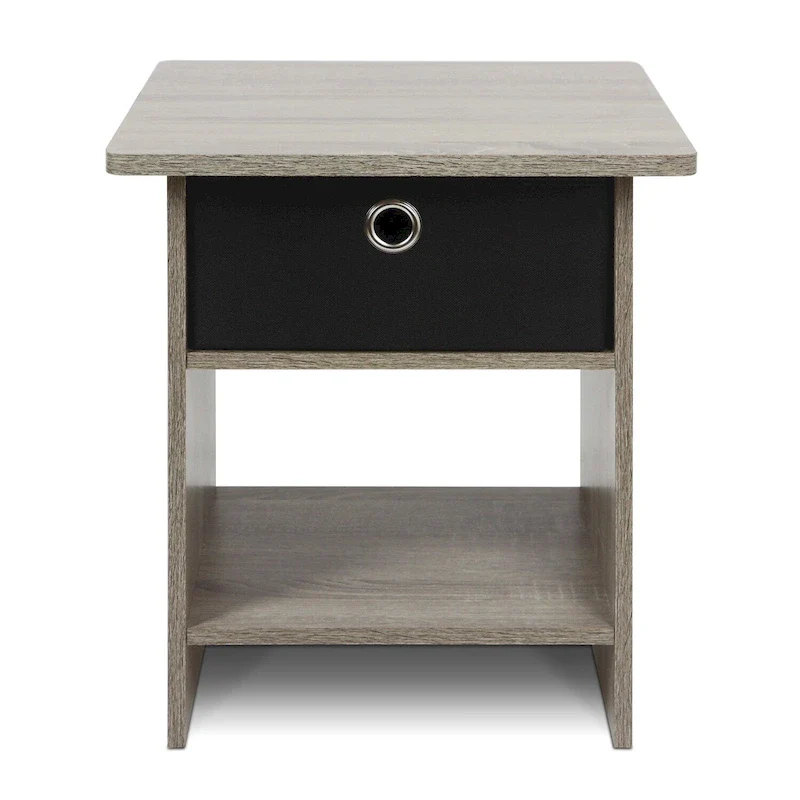 End Table Night Stand with Bin Drawer & Shelf – French Oak/Amber Pine, 1 or 2 Pack