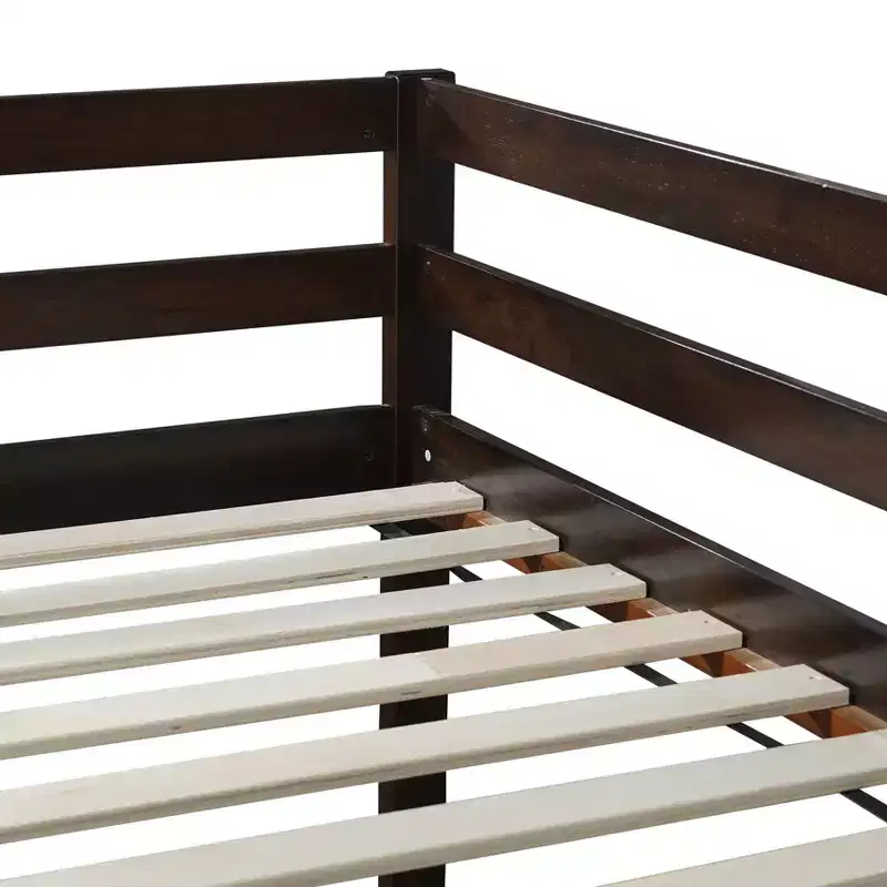 MAYEERTY Twin Bed Frame Soft-Close Drawers Kid-Friendly Solid Pine Wood