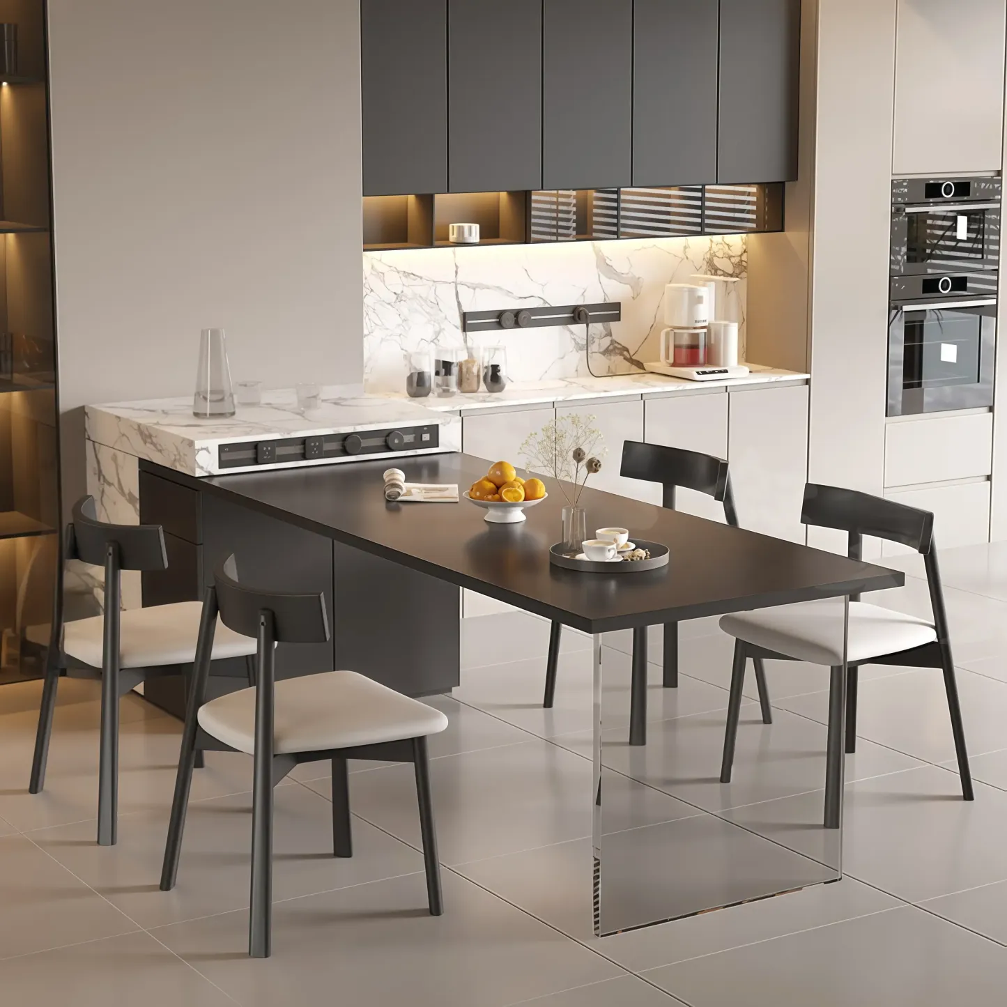 Modern Faux Leather Upholstered Low Back Dining Chair