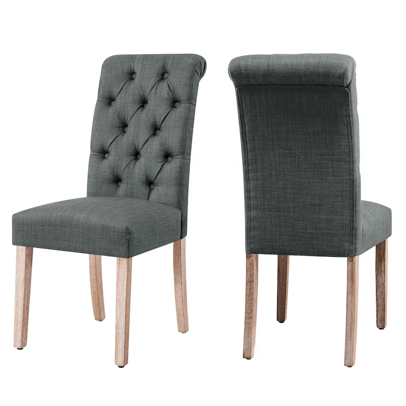 Subrtex(Set of 2)Linen Parsons Upholstered Button Dining Chair