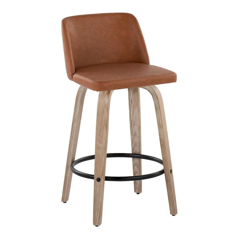 Carson Carrington Vallberga 26  Fixed-Height Counter Stool With Whitewashed Wood Base (Set of 2)