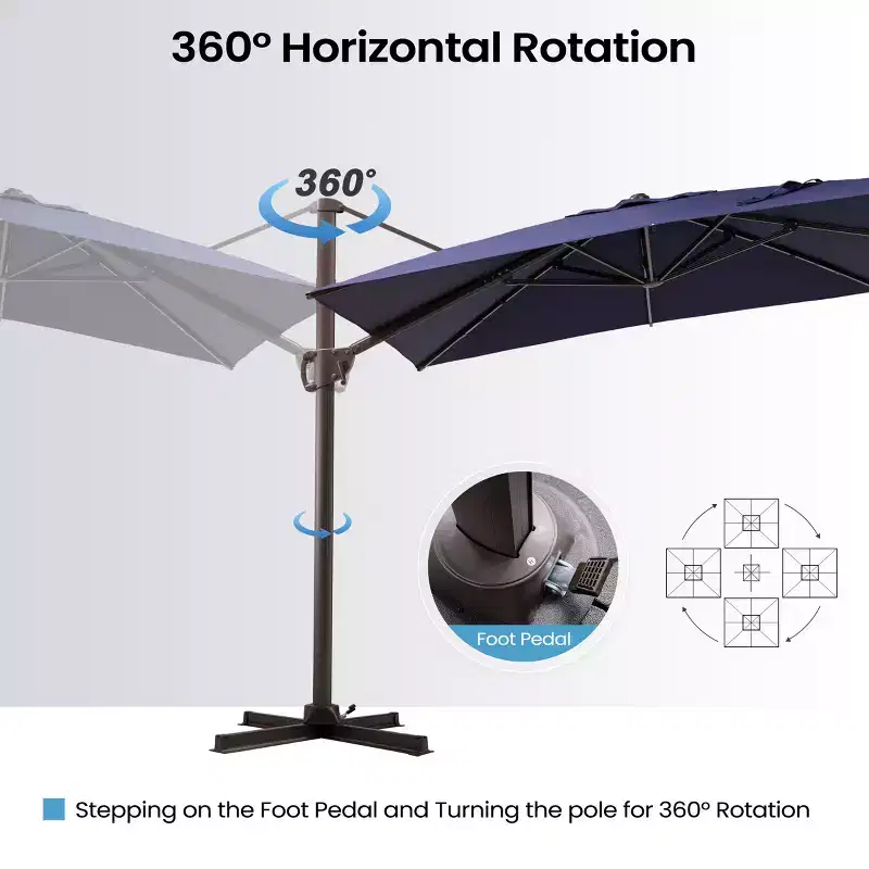 Crestlive Products 9x11FT Cantilever Patio Offset Umbrella 1-Tier Top No Base