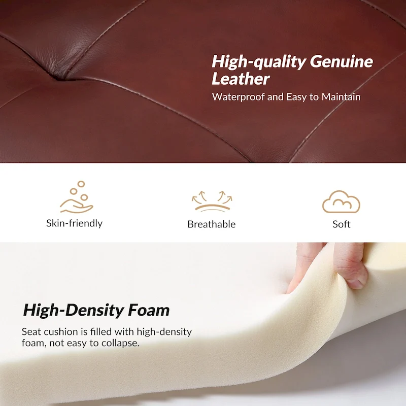 Elizabeth Mid-century Genuine Leather Arm Chair by HULALA HOME