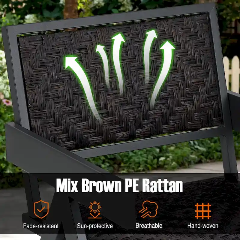 Costway 3 PCS Patio Wicker Chair Set, Rattan Furniture Set with Quick - See Details