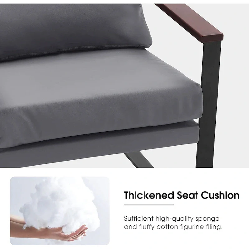 MCombo Modern Accent Chair with Upholstered Cushion, Faux Leather HQ304