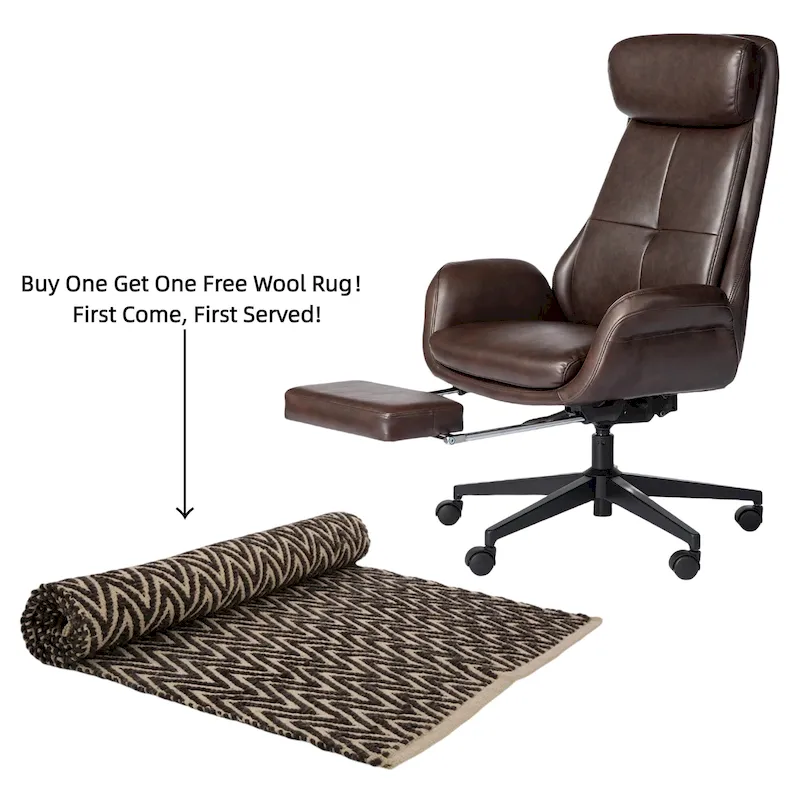 Adjustable Reclining Swivel High Back Home Office Chair with Footrest and Armrest