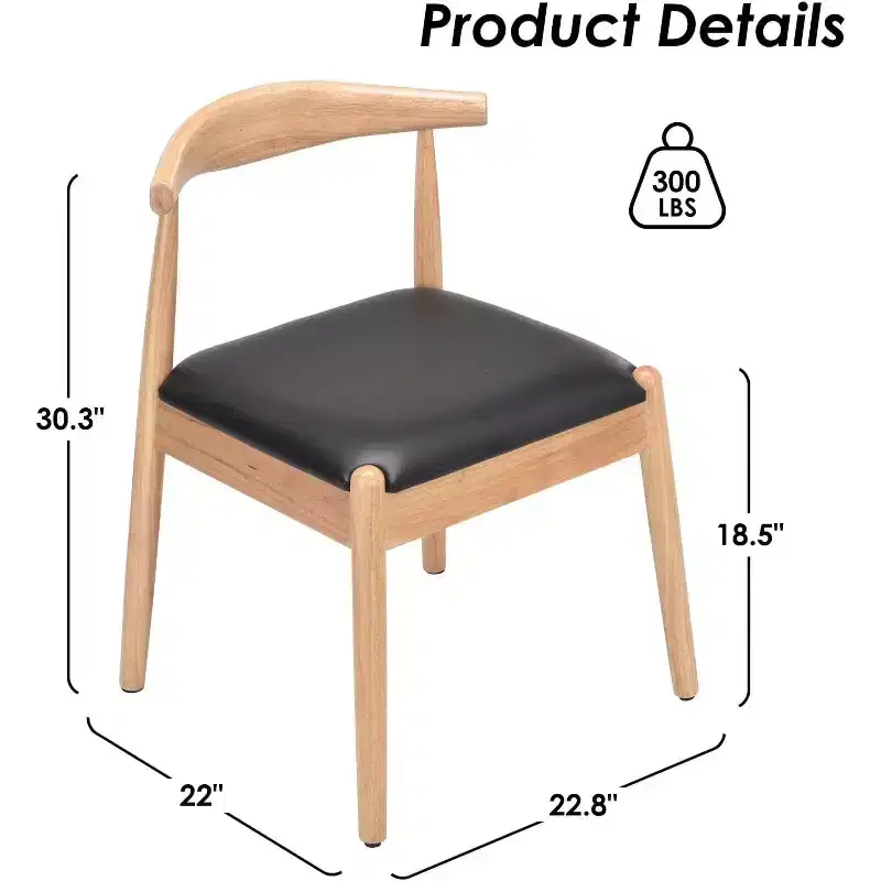 Pexfix Natural-black Faux Leather Dining Room Chair Set of 2